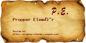 Propper Elemér névjegykártya